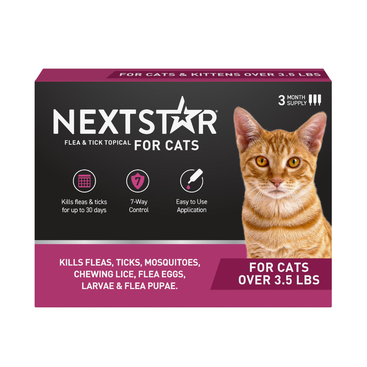 NextStar envase frontal mostrando presentación y beneficio antipulgas