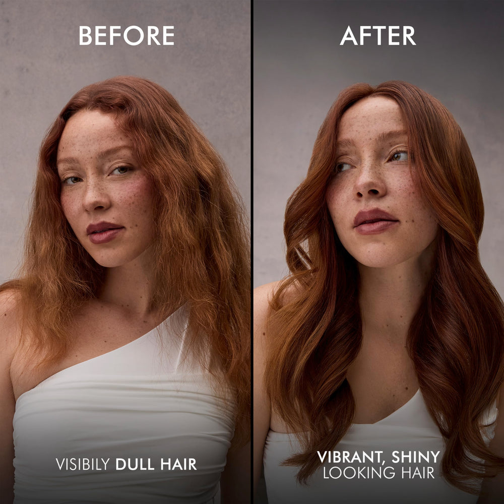 Nexxus cabello después de uso mostrando brillo y color vibrante multidimensional