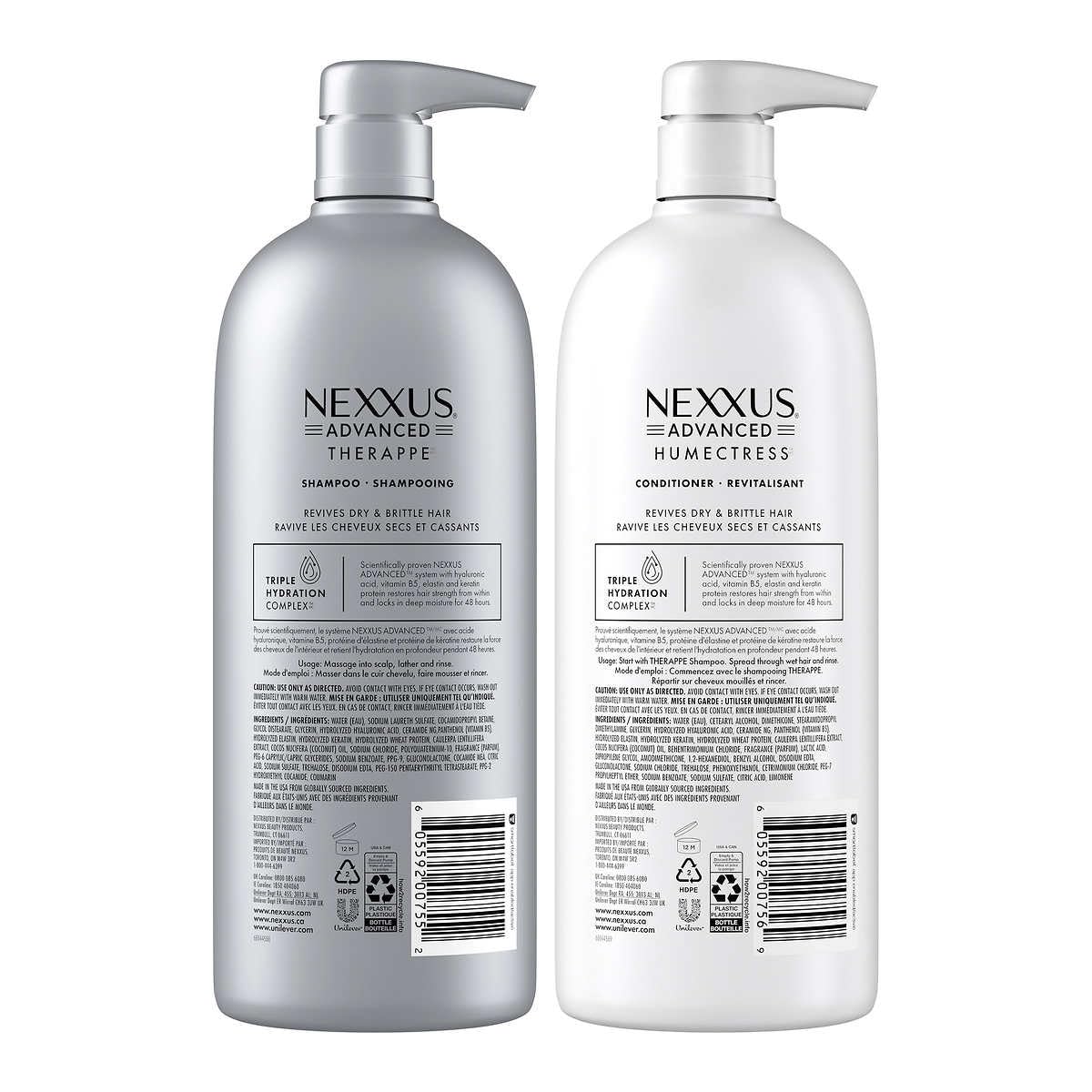 Nexxus champú y acondicionador en ducha demostrando uso y facilidad de enjuague