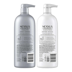 Nexxus champú y acondicionador en ducha demostrando uso y facilidad de enjuague