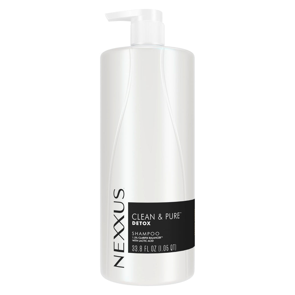 Nexxus envase frontal Clean & Pure mostrando tamaño y beneficio limpiador