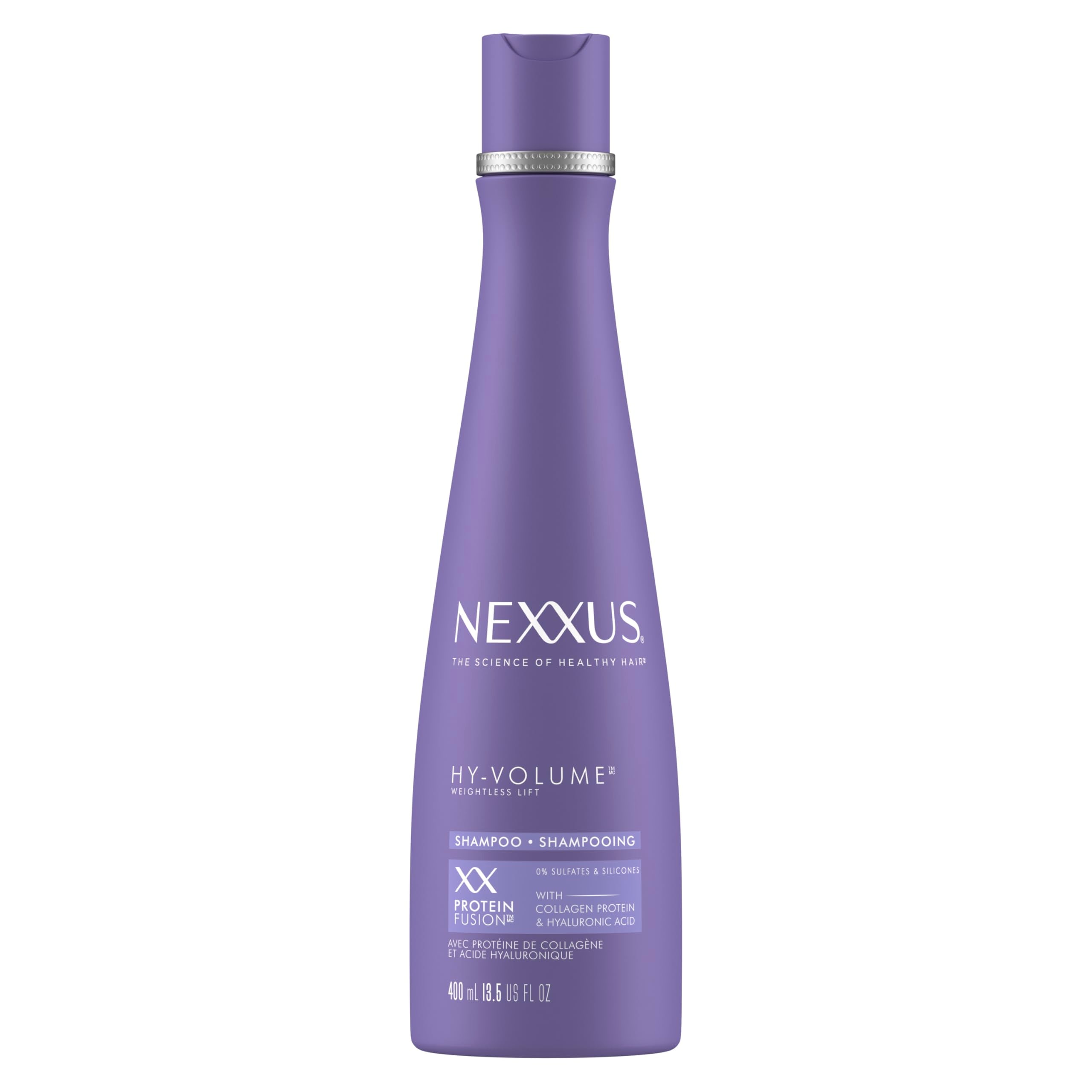 Nexxus envase frontal del champú mostrando tamaño y fórmula ligera