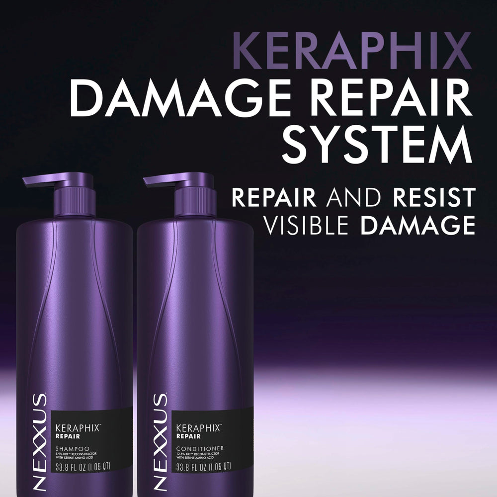 Nexxus KERAPHIX comparación de tamaño 33.8 oz ideal para uso frecuente