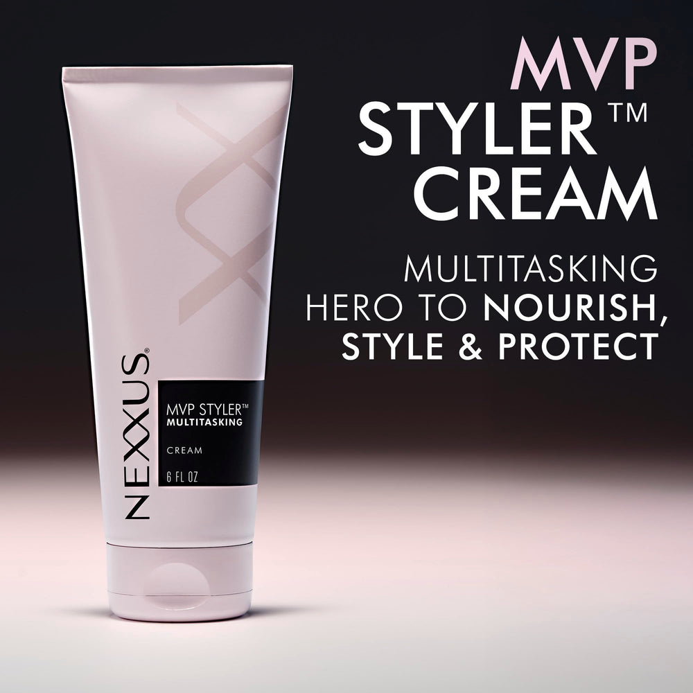 Nexxus mano sosteniendo frasco de 6 oz mostrando tamaño real práctico