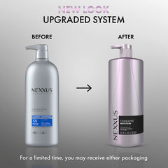 Nexxus etiqueta y lista de ingredientes resaltando tecnología POLYSOFT HYDRATOR