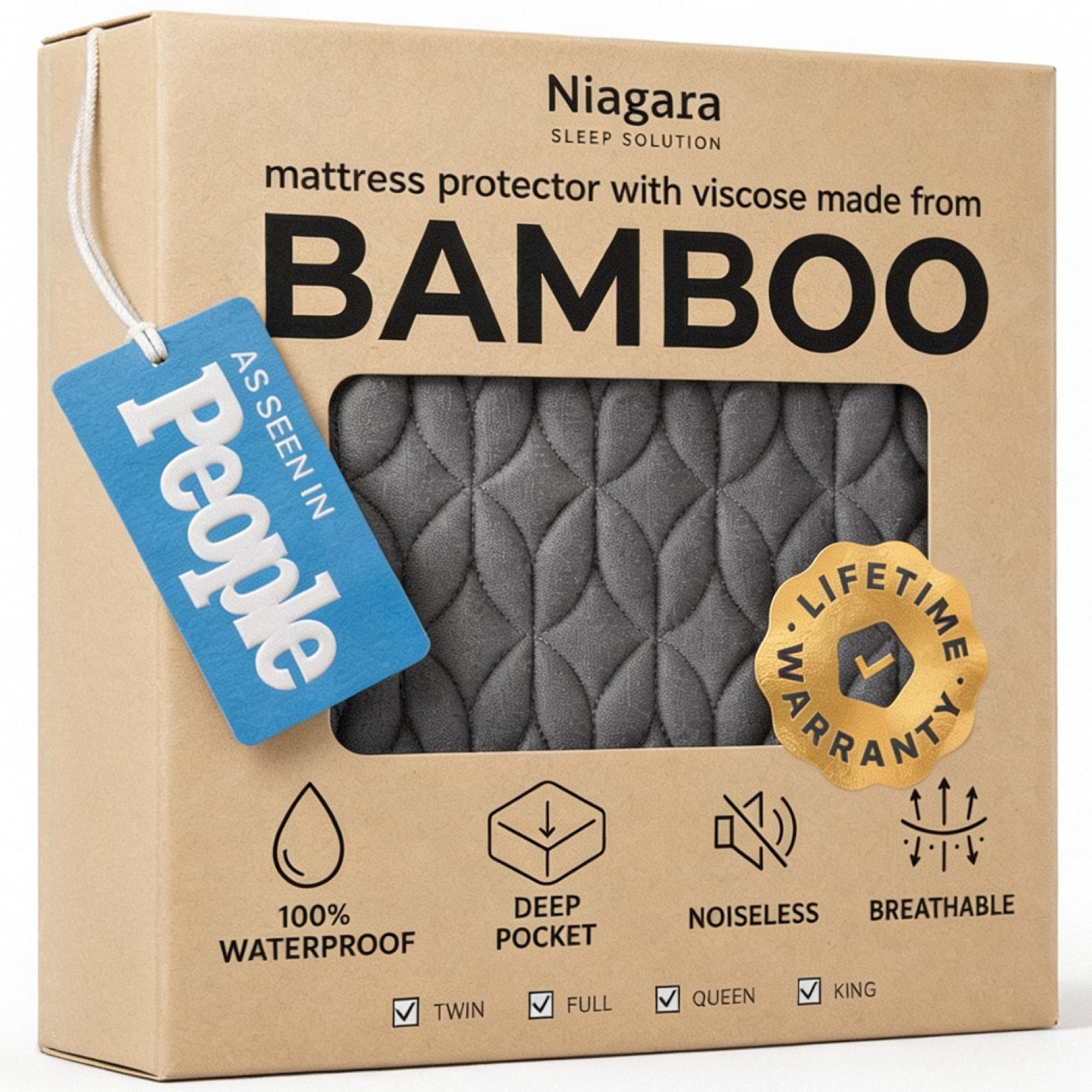 Niagara Sleep Solution frontal del protector Queen gris, protección completa