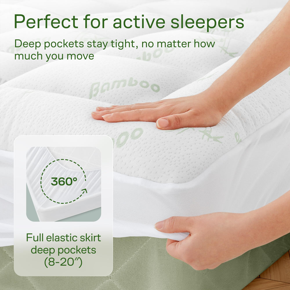 Niagara Sleep Solution topper on bed in bedroom scene illustrating cooler, comfier sleep