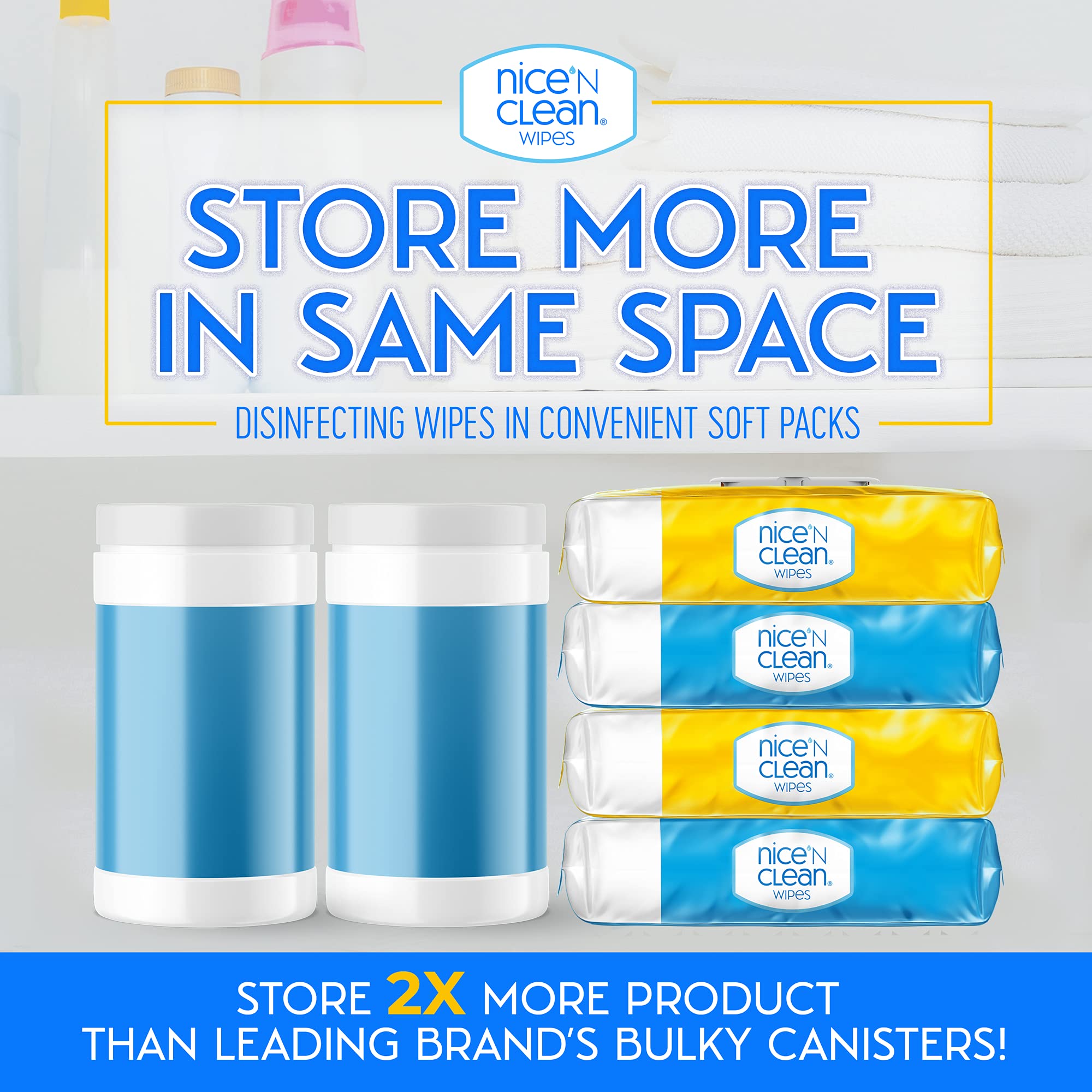Nice 'N Clean comparación de tamaño mostrando mayor área por toallita