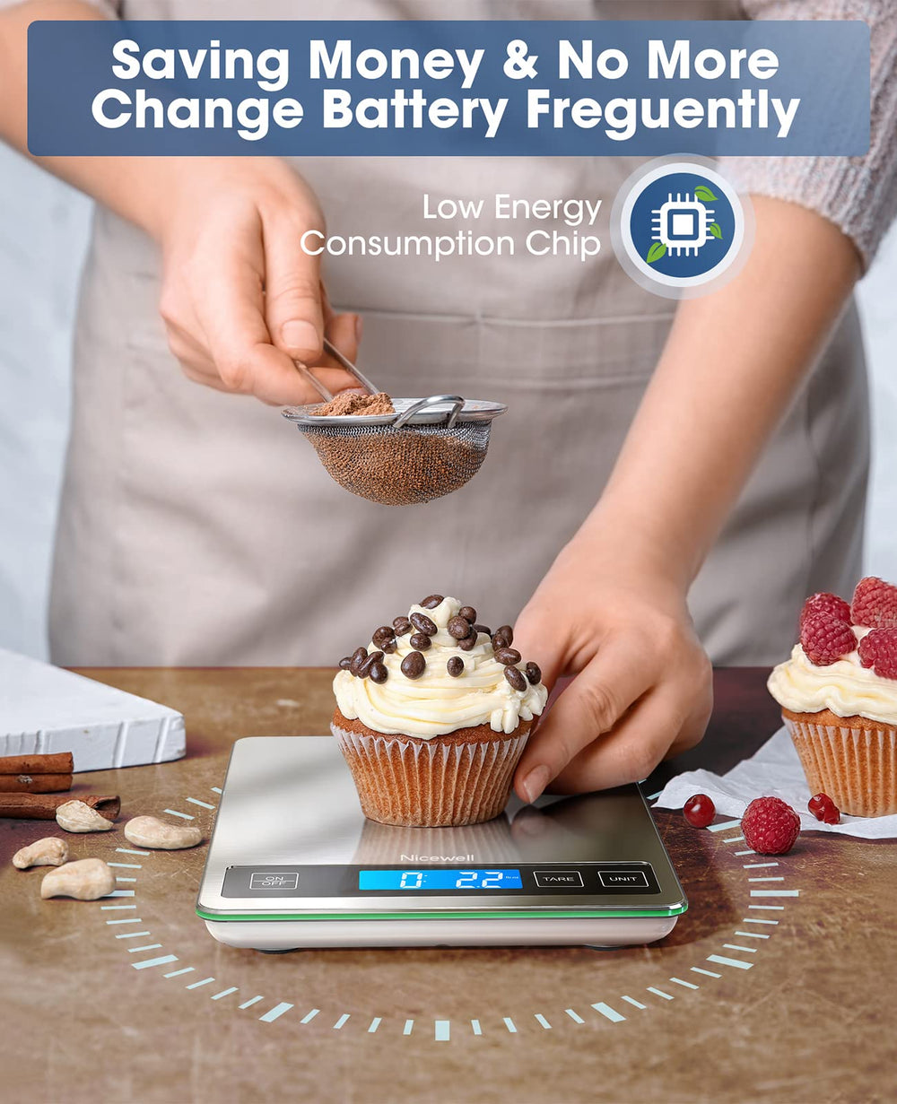 Nicewell scale in kitchen use with bowl for convenient everyday cooking benefit