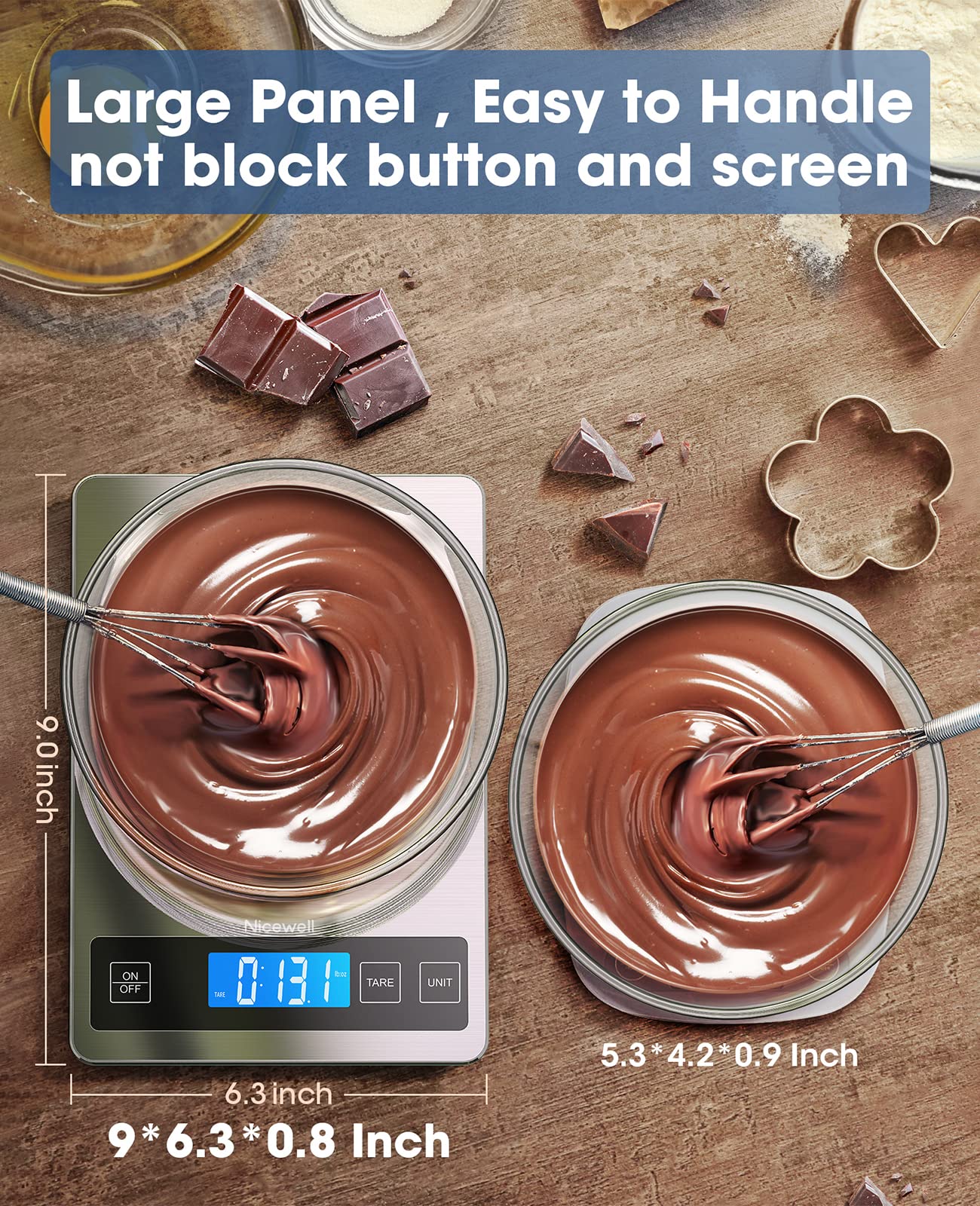 Nicewell stainless-steel top close-up highlighting anti-fingerprint surface benefit