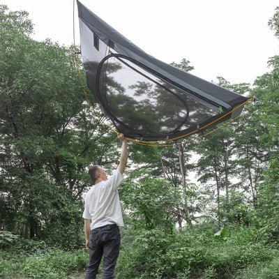 Night Cat tent pitched in rain illustrating reliable weather protection