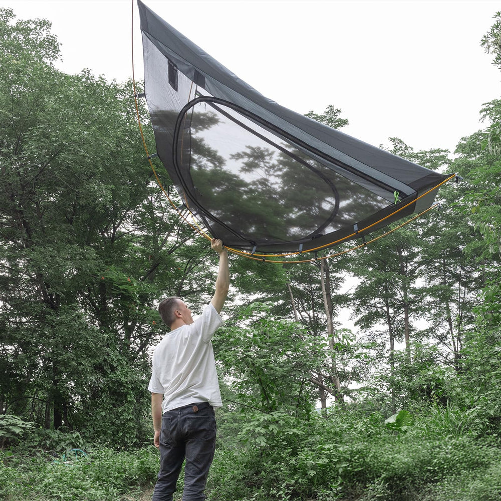 Night Cat tent pitched in rain illustrating reliable weather protection