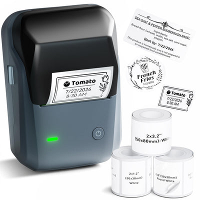 NIIMBOT B1 front view showing compact design and control buttons, clear labeling benefit