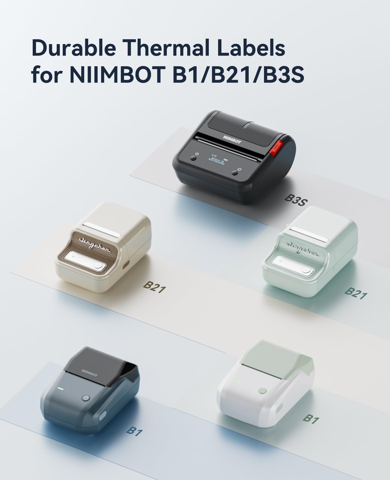 NIIMBOT corte de etiqueta mostrando borde limpio y adhesión segura al material