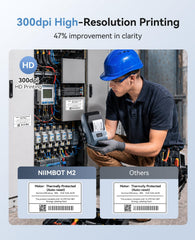 NIIMBOT M2 printing cable labels to organize wires and improve workflow