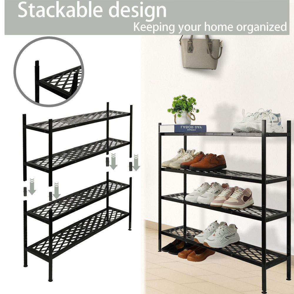 Nijoam bottom shelf holding flats and flip-flops for extra storage