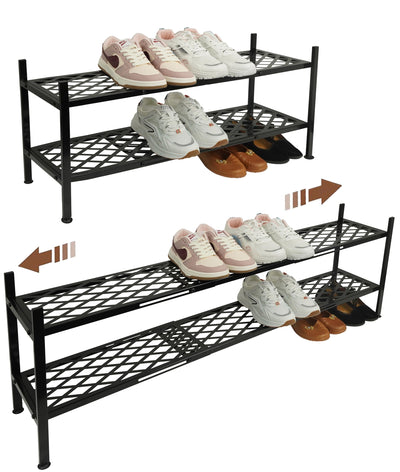 Nijoam front view of assembled rack showing organized shoes and space saving