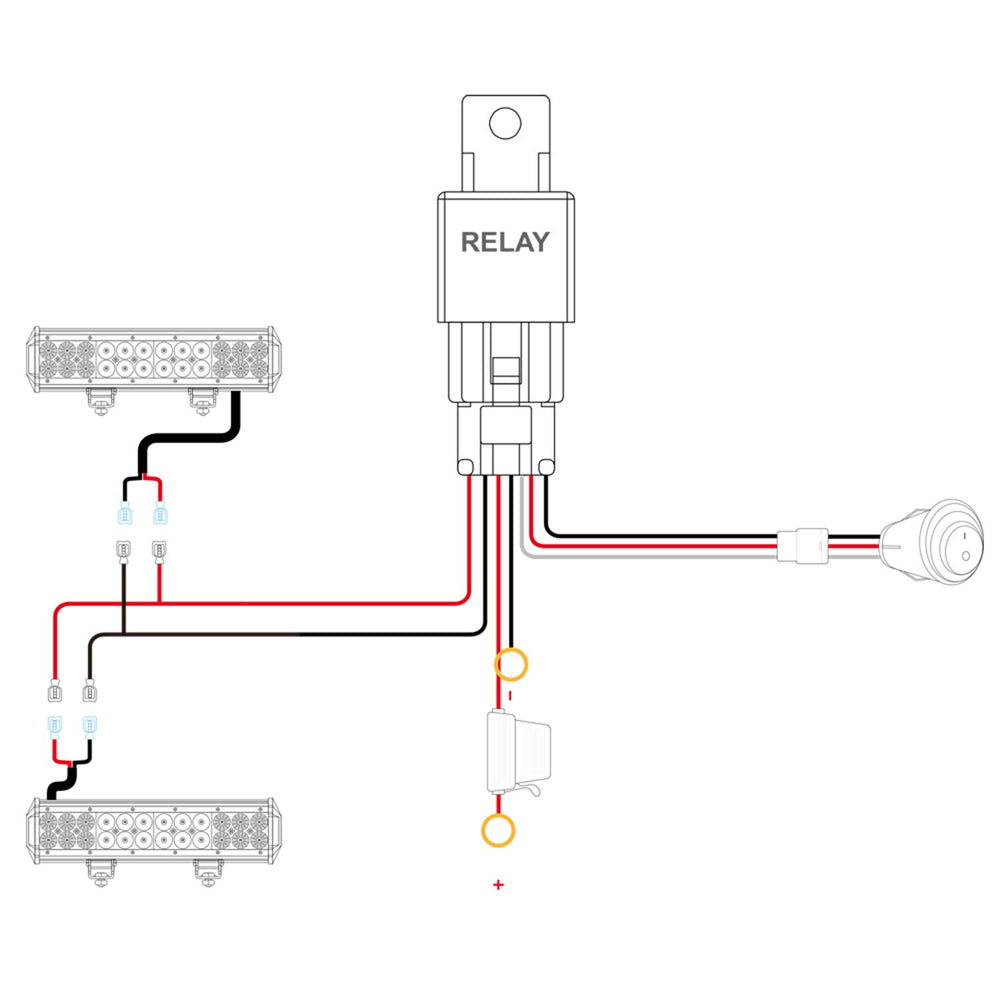 Nilight 12ft wiring harness and switch laid out showing easy installation benefit