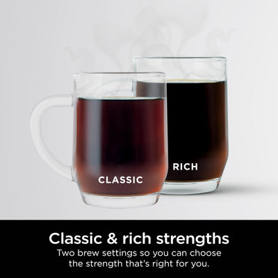 Ninja CE251 glass carafe pouring coffee demonstrating full-carafe serving convenience