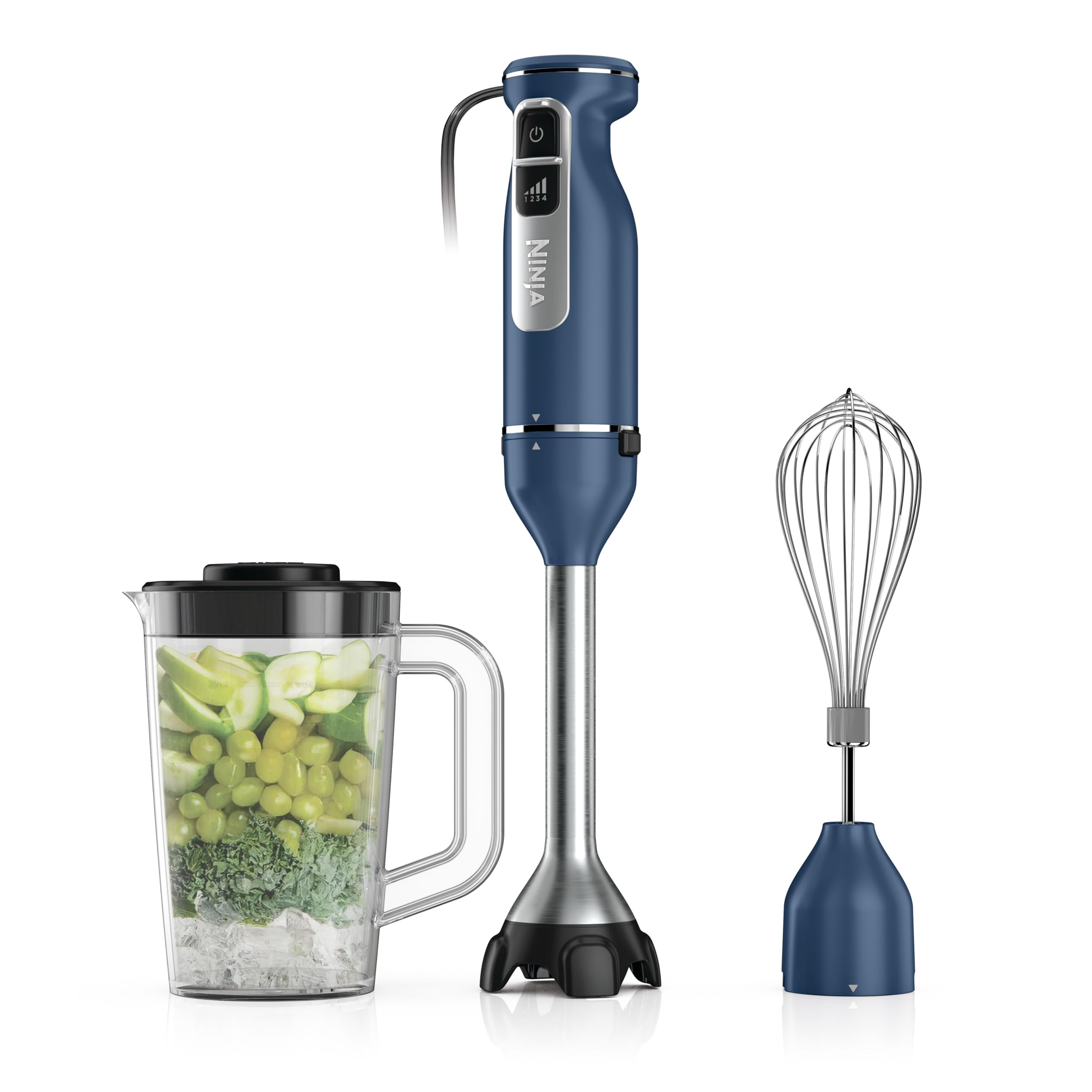 Ninja CI201ND front view showing compact PowerBase and attachments for versatile use