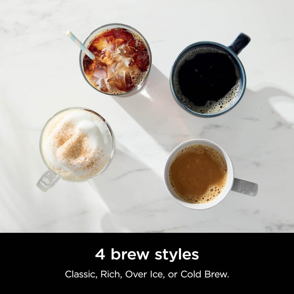 Ninja CM371 pouring from 12-cup glass carafe delivering consistent hot coffee flavor
