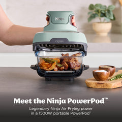 Ninja Crispi 4‑qt container roasting a whole chicken for family-sized meals