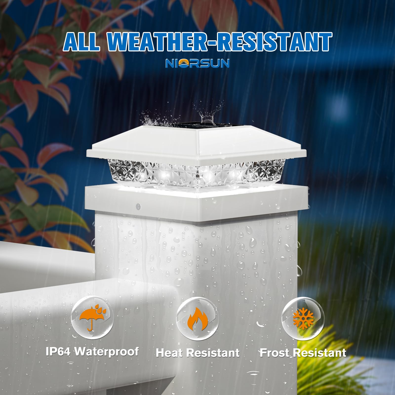NIORSUN fitted to a vinyl post cap demonstrating compatibility and neat appearance