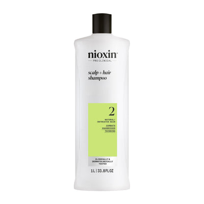 NIOXIN envase frontal mostrando diseño profesional y limpieza profunda