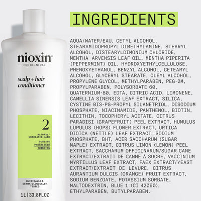 NIOXIN packaging and kit view promoting complete three-step system benefits