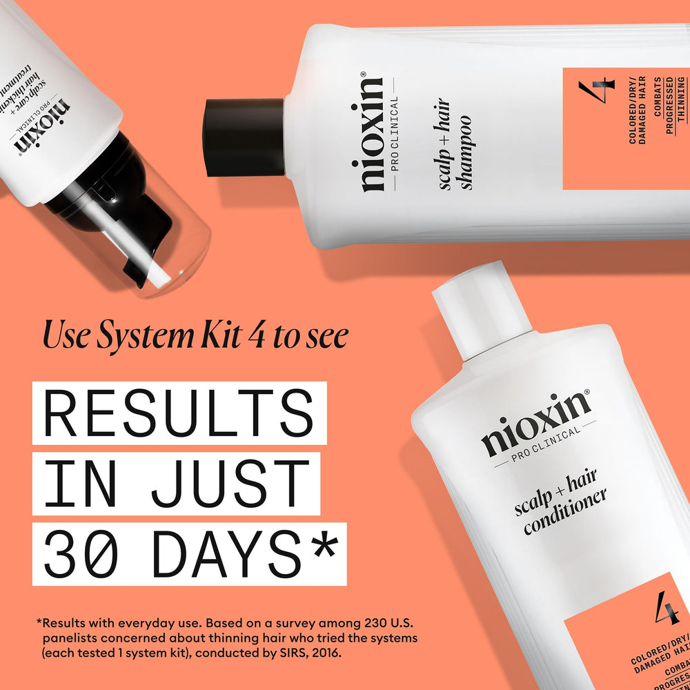 NIOXIN System 4 aplicación con masaje de cuero cabelludo que ayuda a despejar folículos
