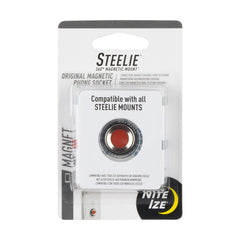 Nite Ize Steelie vista frontal del adaptador adhesivo mostrando su diseño compacto y beneficio de movilidad