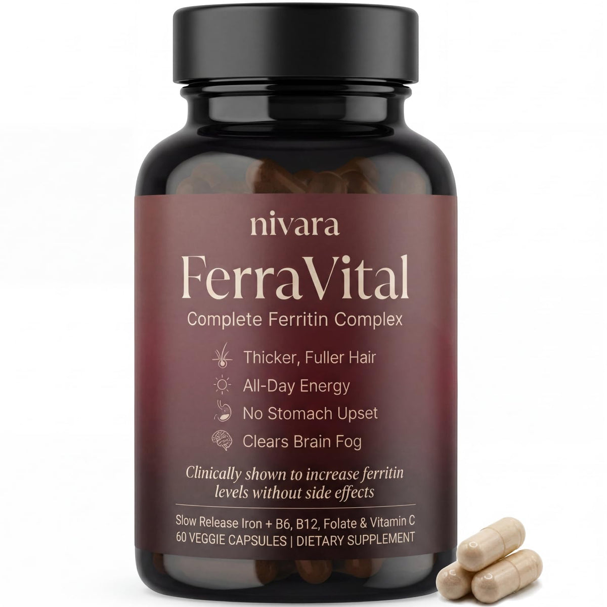 Nivara FerraVital frente del envase muestra presentación y beneficio de soporte de hierro