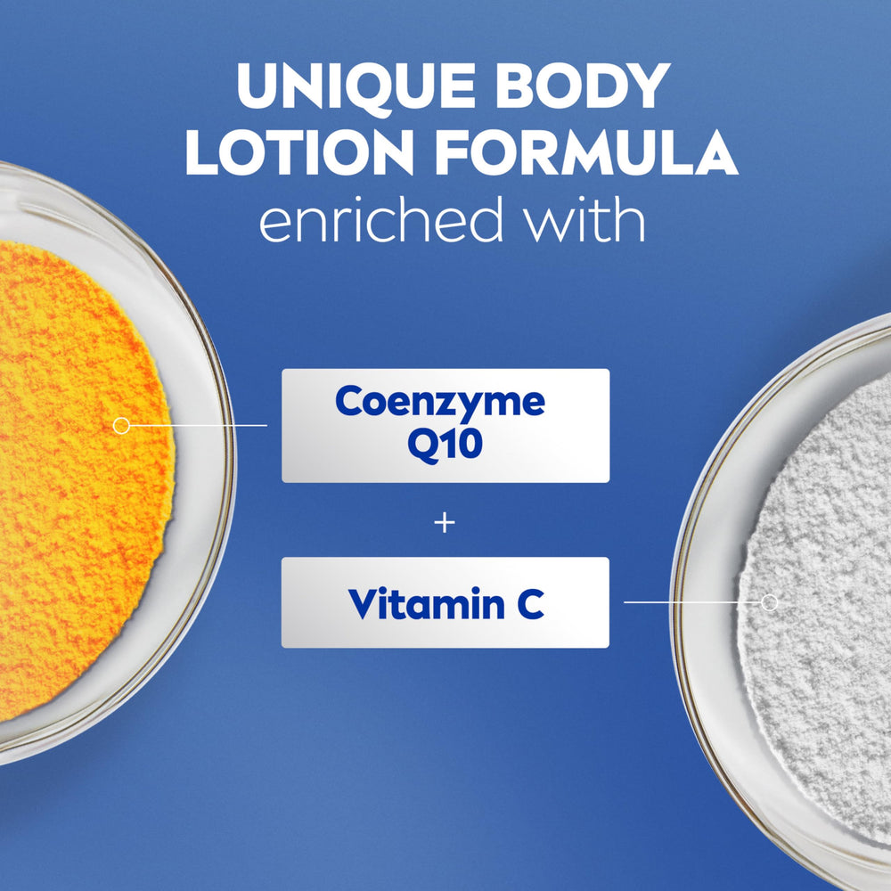 NIVEA ingredients label focus on Q10 and Vitamin C supporting firming look