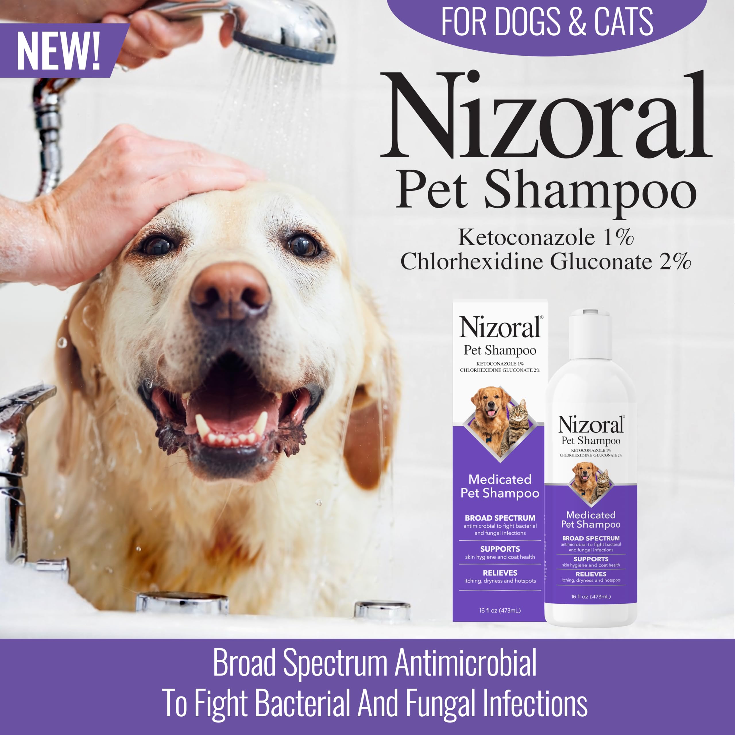Nizoral etiqueta con ketoconazol y clorhexidina para identificación rápida