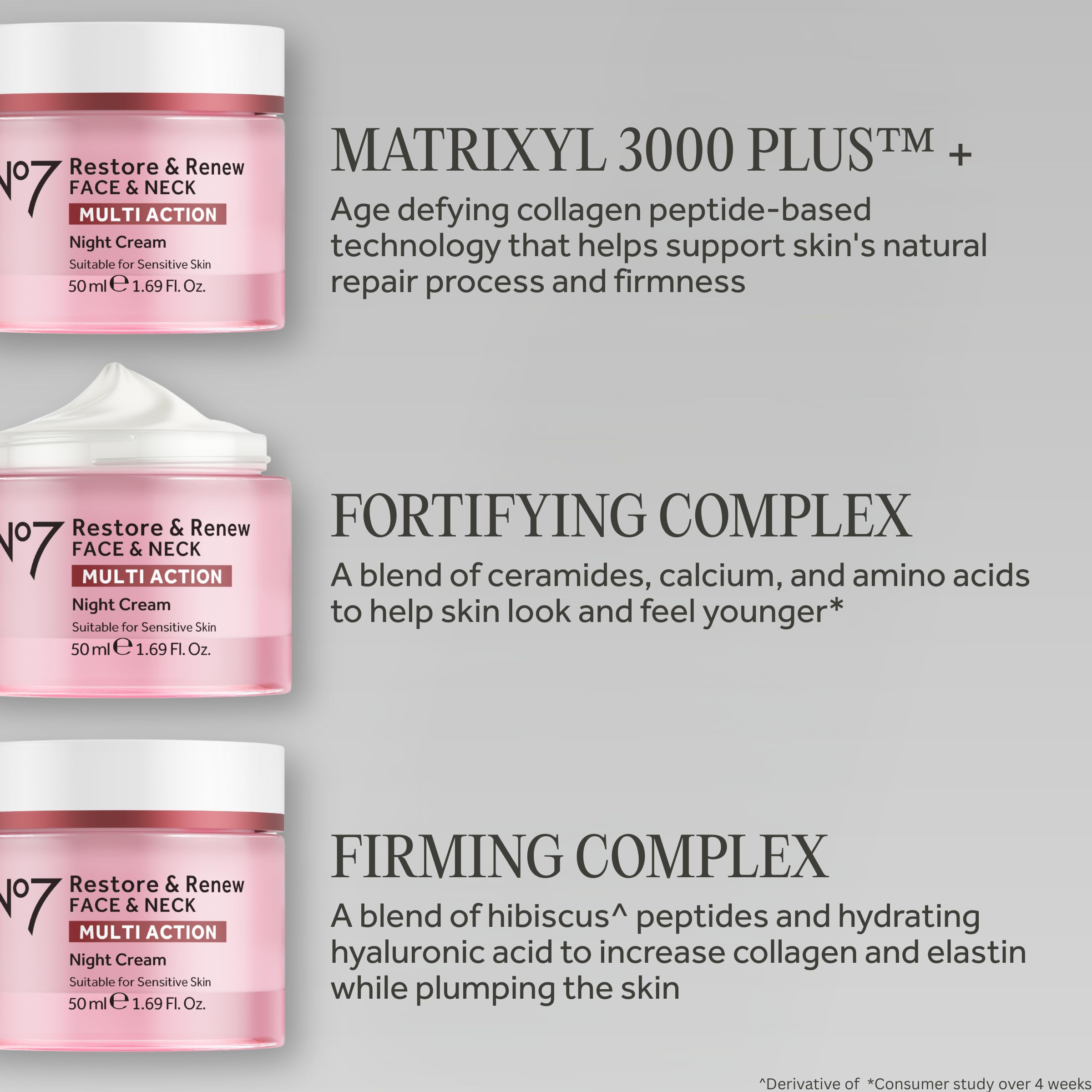 No7 aplicación en cuello y rostro, beneficio de masaje reafirmante nocturno
