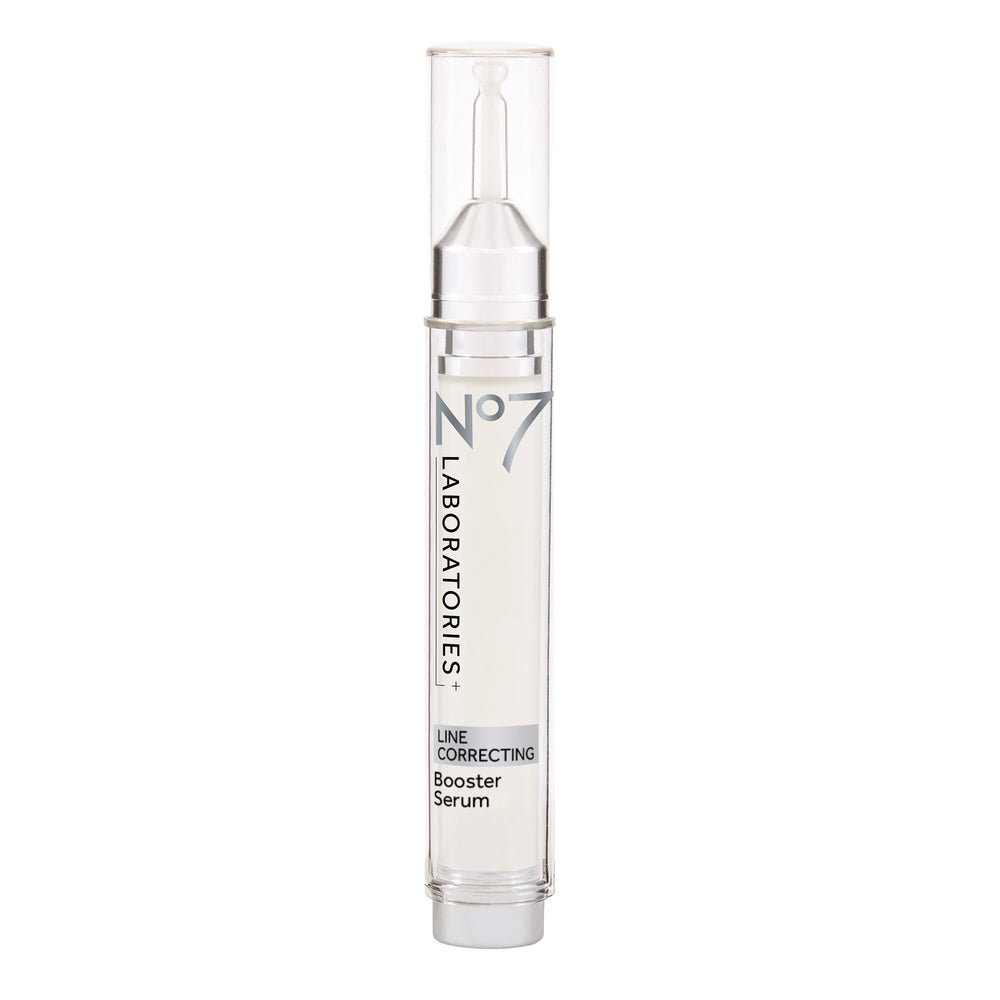 No7 botella frontal del serum que muestra diseño y uso práctico