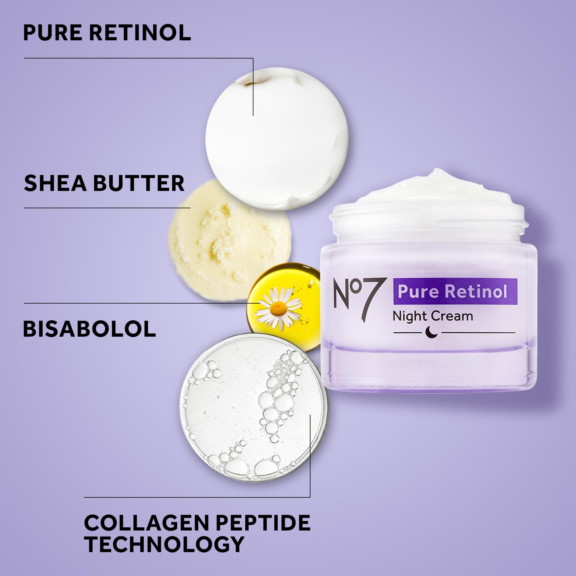 No7 ingredientes clave: retinol, ácido hialurónico y péptidos beneficiosos