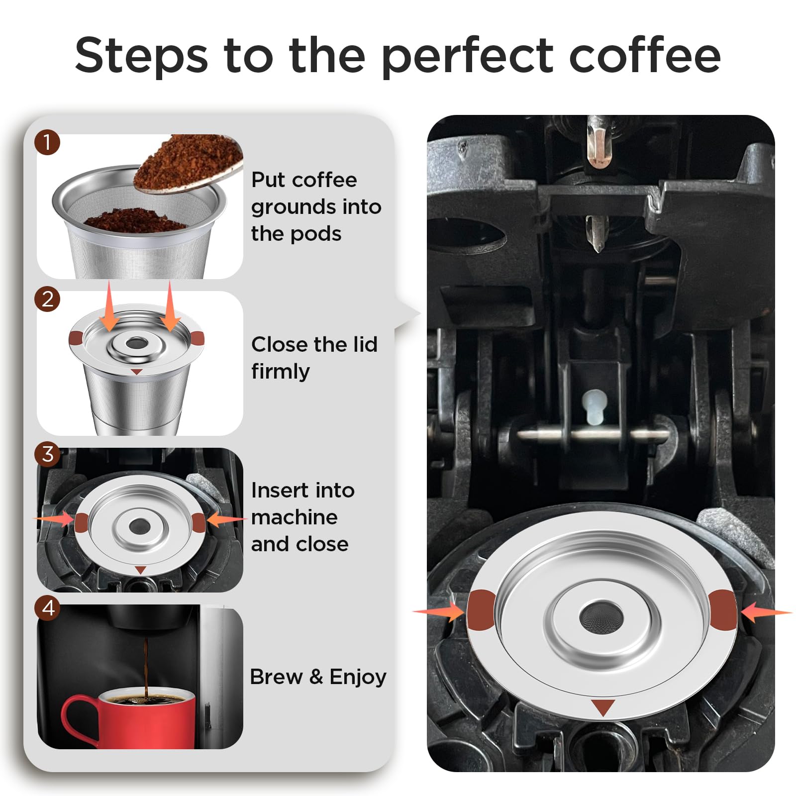 NOALTO filtro en uso dentro de cafetera Keurig demostrando compatibilidad
