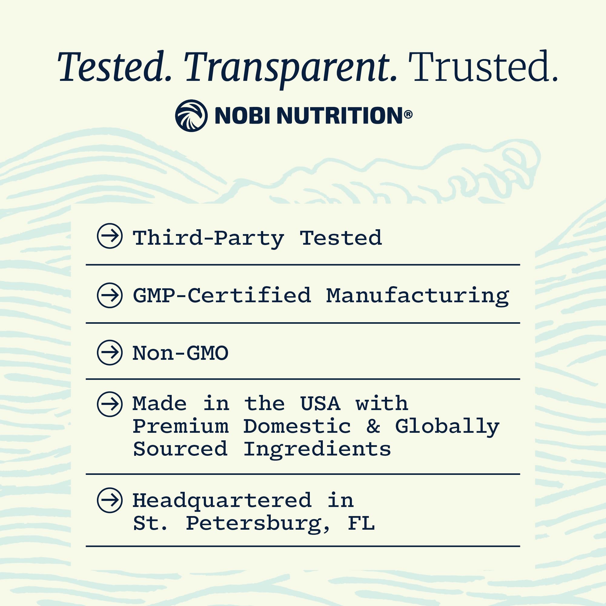 Nobi Nutrition sello de prueba de terceros garantizando control de calidad