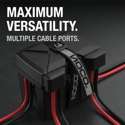 NOCO puertos de entrada de cables frontales y laterales para flexibilidad