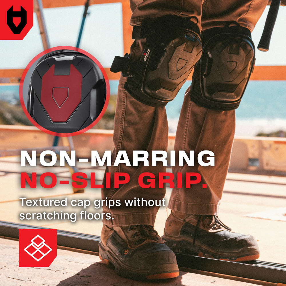 NoCry knee pads in use on concrete offering real-world protection benefit