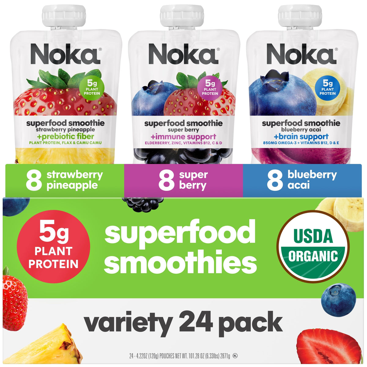 NOKA front packaging showing 24pk variety and convenience