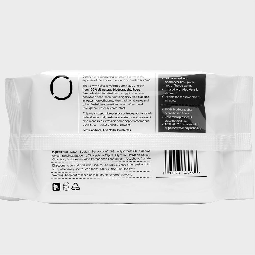 Nolla eco certification badge on pack showing biodegradability and environmental benefit