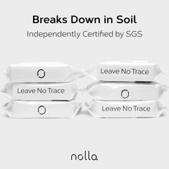 Nolla flip-top opening with a hand removing a wipe for convenient dispensing benefit