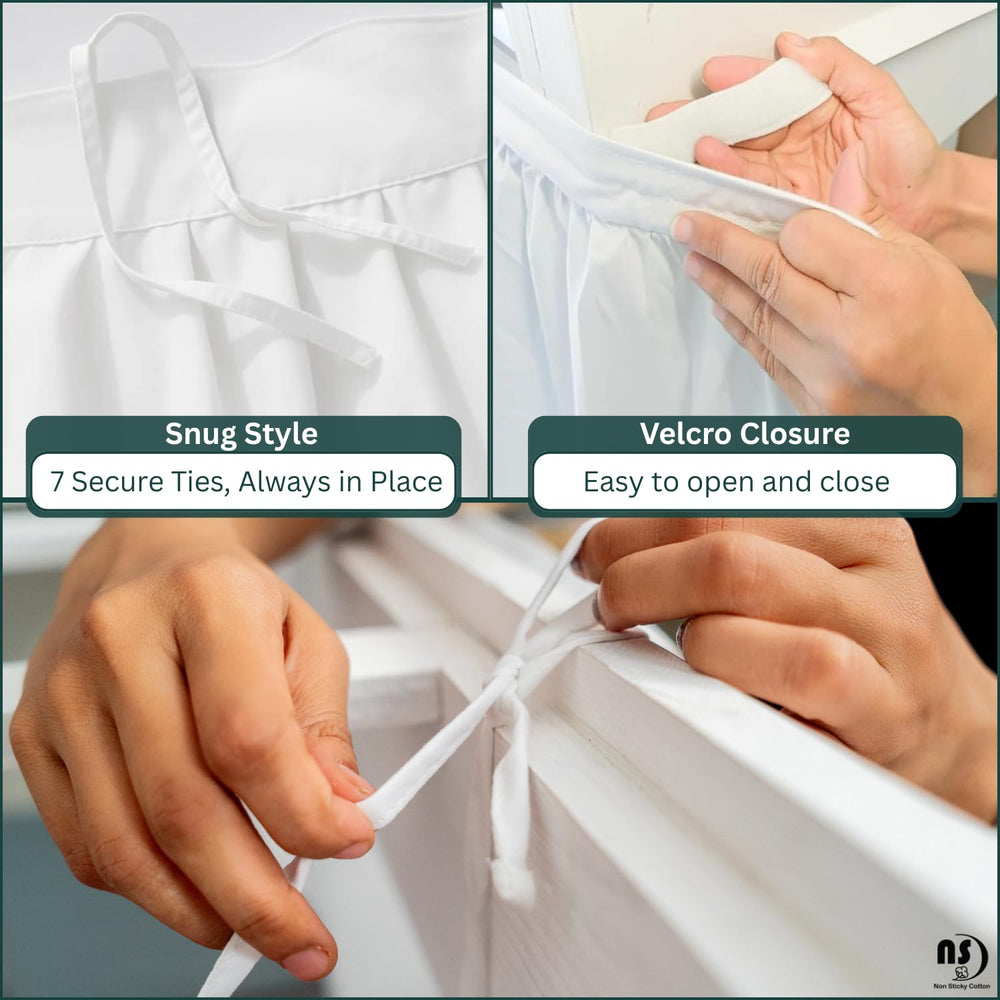 NON Sticky cotton caída extendida de 32 pulgadas mostrando cobertura