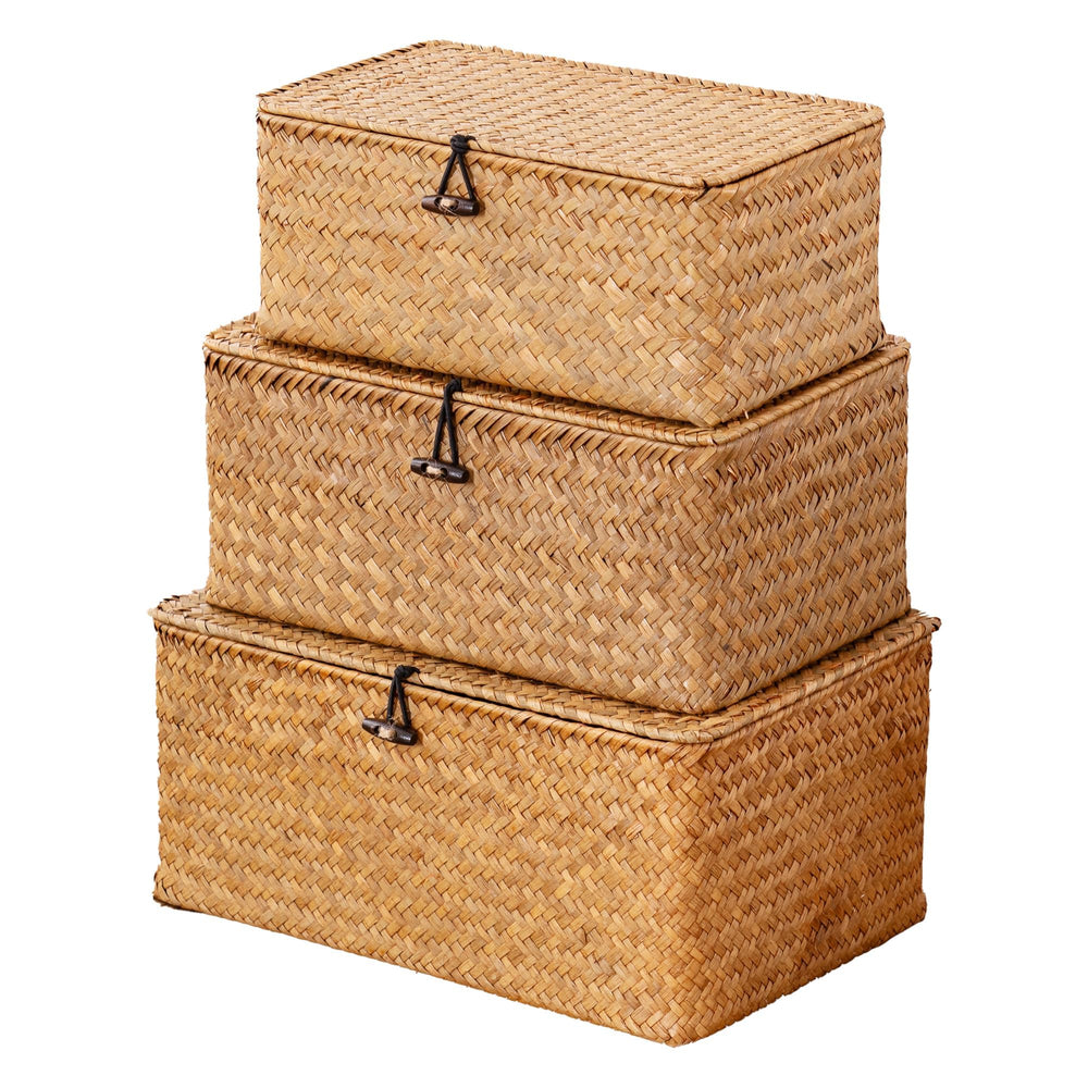 Nonam caja con tapa vista frontal que organiza y embellece estantes