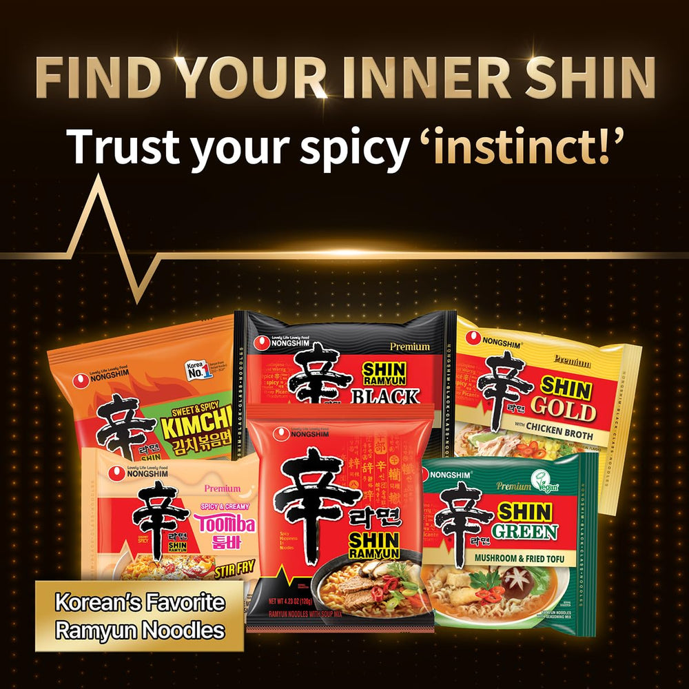 Nongshim Shin Ramyun Black servido con guarniciones realzando sabor