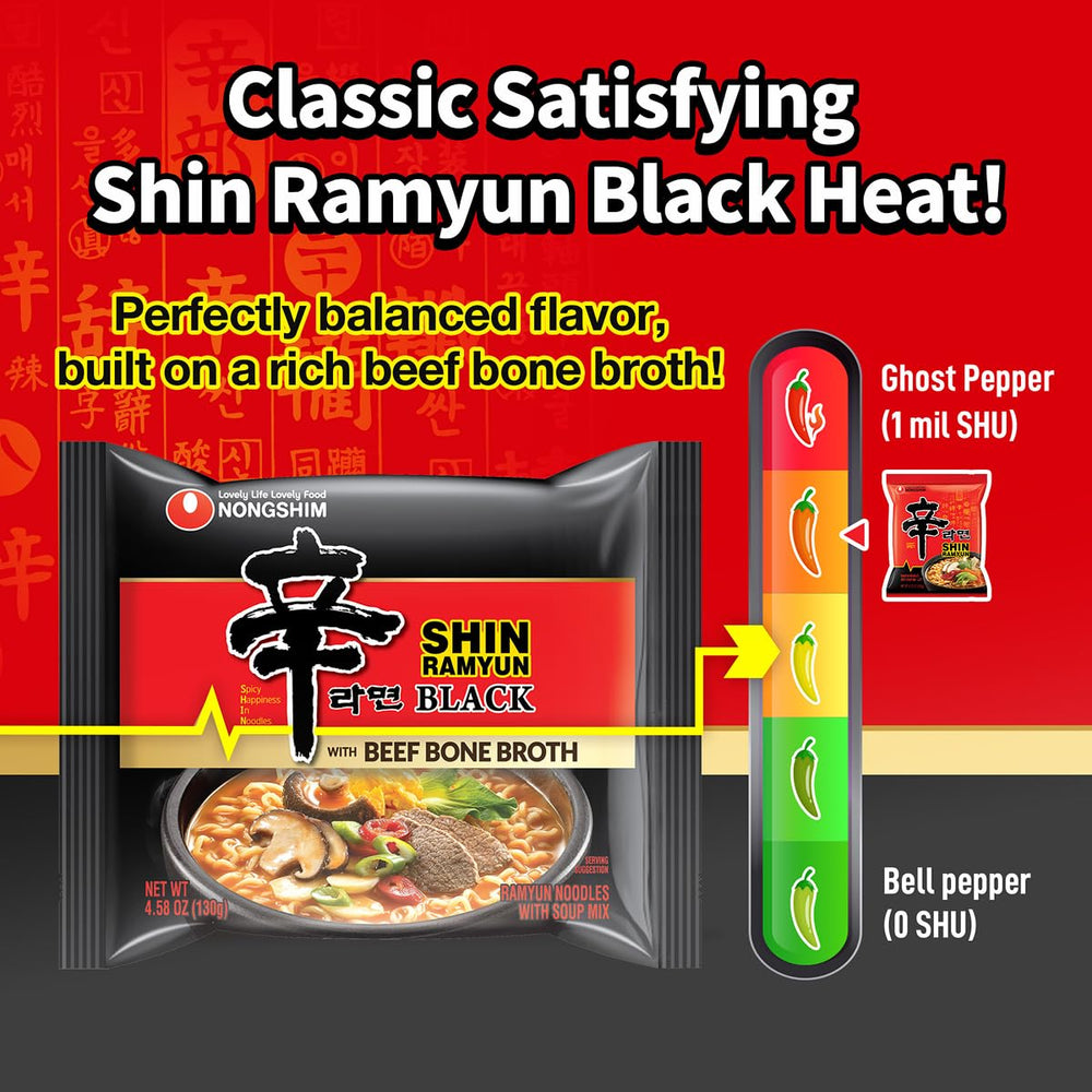 Nongshim paquete junto a una regla para comparar tamaño práctico