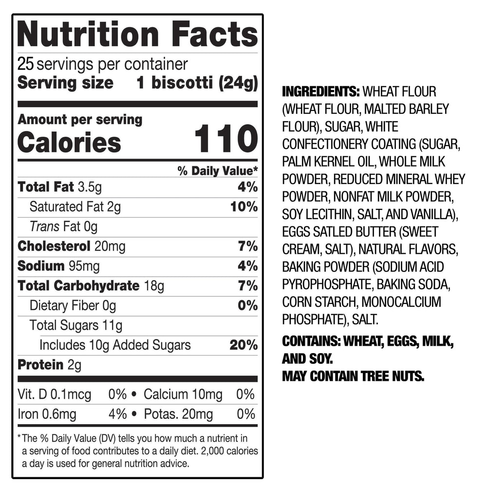 Nonni's caja y lista de ingredientes premium, confianza en calidad