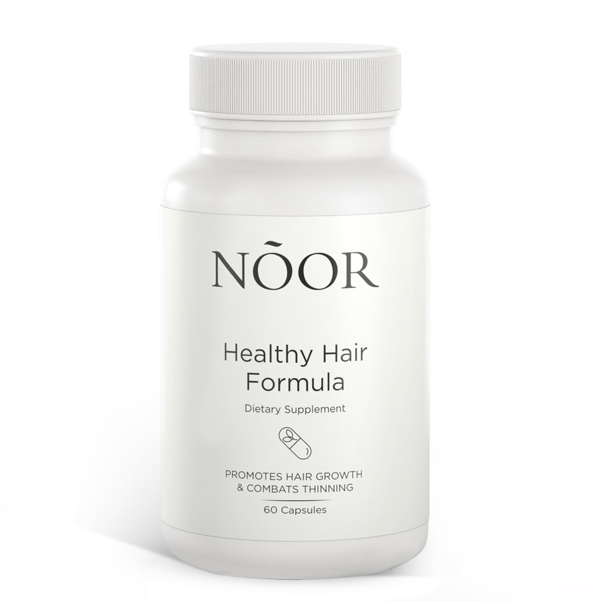 NOOR HAIR empaque frontal mostrando diseño y beneficio de crecimiento